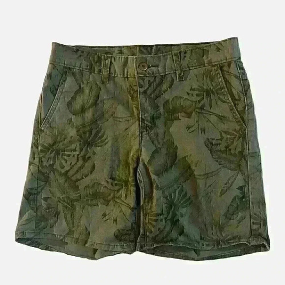 Levi’s Premium Womens Green Palm Leaf Tropical Print Chino Shorts Size 28 - Picture 2 of 9